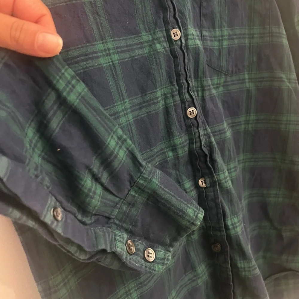 J. Crew Navy and Green Plaid Shirt